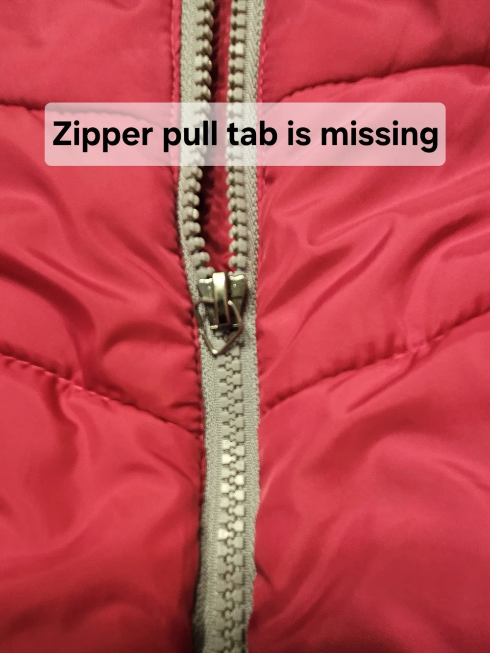 Calvin Klein Jeans Girls Pink Puffer Jacket with Gray Side Panels Flaw.See Pics!
